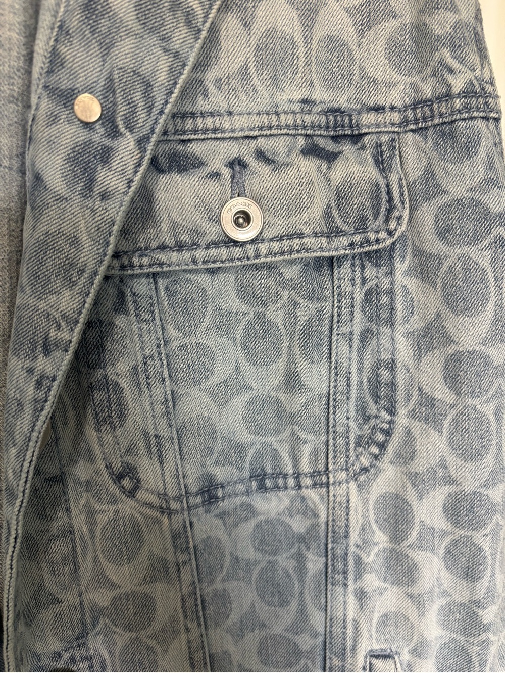 Coach Light Blue Monogram Denim Jacket - Picture 3 of 7
